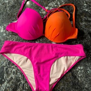 NWOT top 36C color block and matching M aloha beaches bottoms